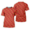 Hibiscus Flowers Green Grenades Seamless Pattern Red Golf Shirt, Golf Tops For Men, Golf Shirts For Men