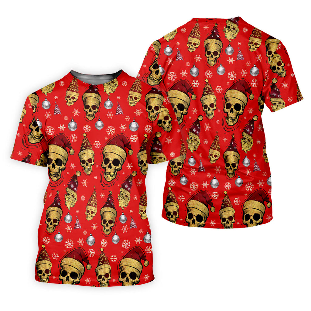 Vintage Skull Christmas Golf Shirt, Red Golf Shirt, Golf Shirts For Men, Cool Golf Gift, Golfing Apparel