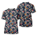 Hawaiian Hibicus Military Theme Navy Golf Shirt, Golf Shirts For Men, Polo Shirts For Men