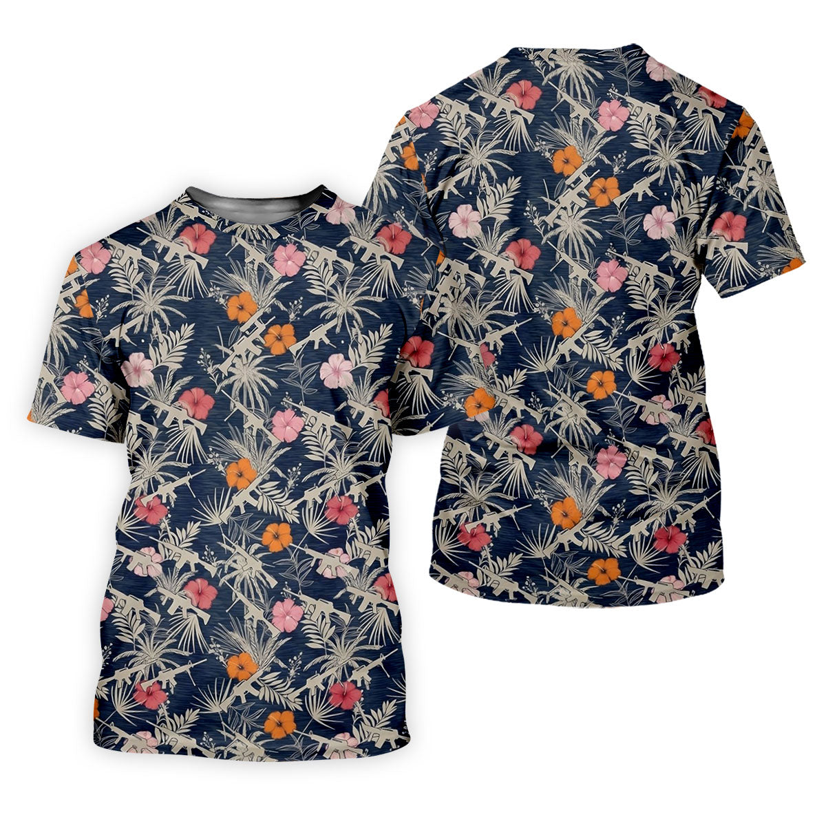 Hawaiian Hibicus Military Theme Navy Golf Shirt, Golf Shirts For Men, Polo Shirts For Men