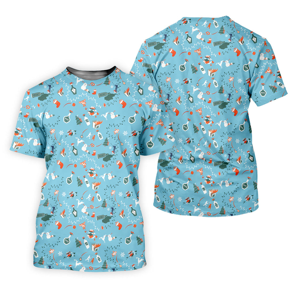 Holiday Chaos Ice Blue Color Golf Tops For Men, Christmas Golf Shirt, Golf Shirts For Men, Golfing Apparel