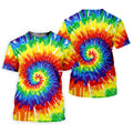 LGBT Rainbow Tie-Dye Golf Tops For Men, Pride Month Celebrate Golf Shirts For Men
