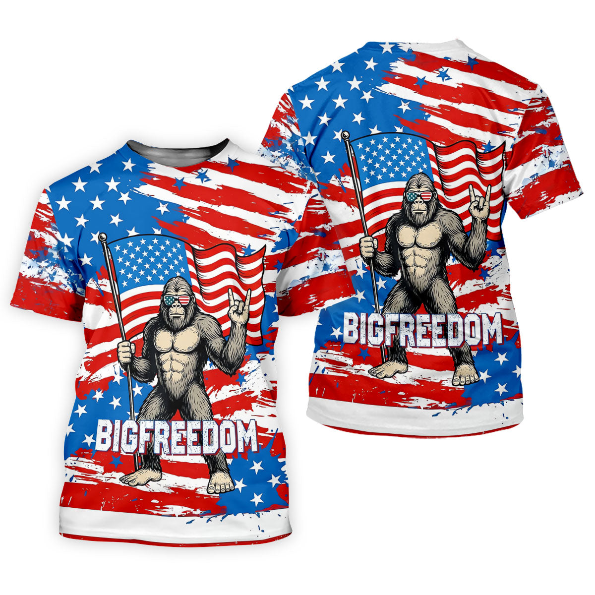 Bigfreedom Red White Blue Patriotic Bigfoot 4th Of July Golf Shirt, 250 Years Golf Shirts For Men