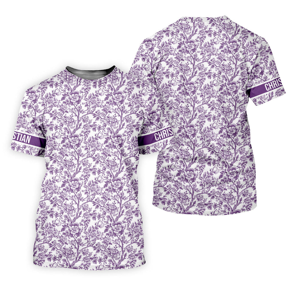 Toile De Jouy Purple Golf Shirt, Golf Tops For Men, Polo Shirts For Men, Golf Gift For Men, Golf Shirts For Men