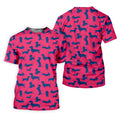 Funny Dachshund Pink And Navy Cute Golf Shirt, Men's Funny Golf Shirts, Golf Shirts For Men