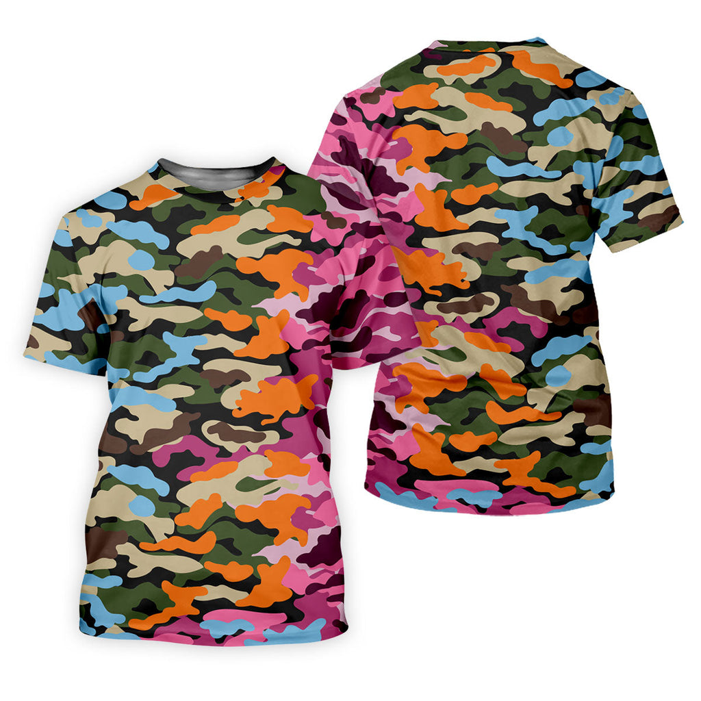 Rainbow Camouflage Golf Tops For Men, Cool Golf Outfit, Polo Shirts For Men, Golf Shirts For Men