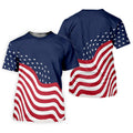 Red White Blue Wavy Stripes And Stars 4th Of July Patriotic Golf Shirt, 250 Years Golf Shirts For Men