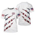 America 250 1776-2026 Scratched Flag Golf Ball Pattern White Golf Shirt, Patriotic 4th Of July Golf Shirts For Men