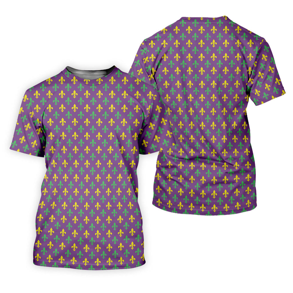 Mardi Gras Theme Green Purple Gold Fleur De Lis Pattern Golf Tops For Men, Golf Gift For Men