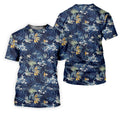 Navy Palm Tropical Hawaiian Vibe Golf Tops For Men, Golf Shirts For Men, Golf Gift For Men