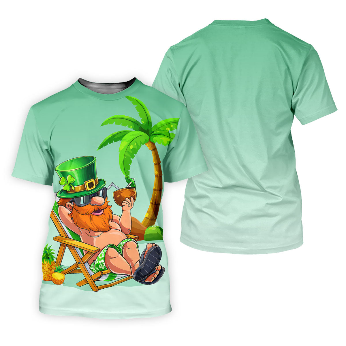 Leprechaun St Patrick's Day Hawaiian Summer Fun Golf Shirt, Golf Tops For Men, Golf Shirts For Men