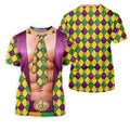 Green Purple Gold Argyle Pattern Fun Suit Mardi Gras Print Golf Shirt, Fun Golf Shirts For Men, Polo For Men