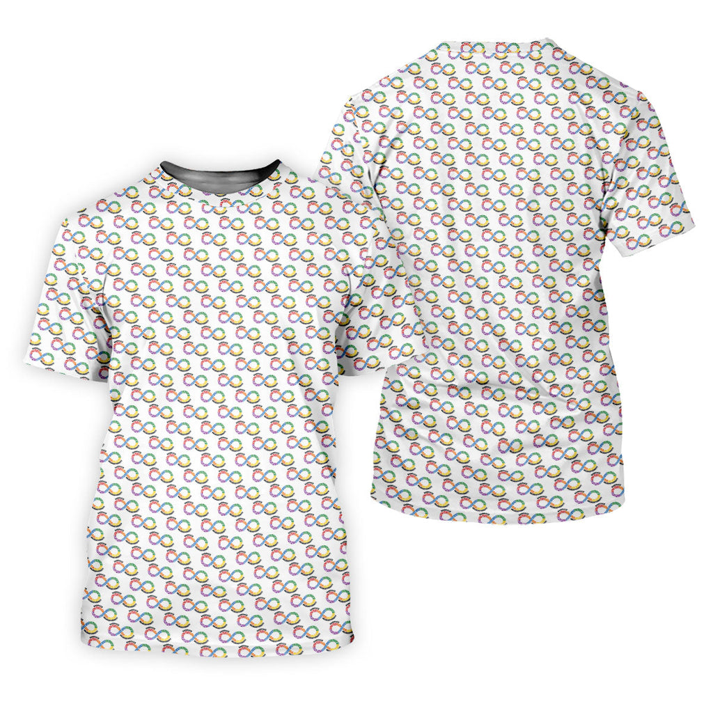 Embrace Neurodiversity Rainbow Infinity Symbol Autism Awareness White Golf Shirt, Golf Shirts For Men
