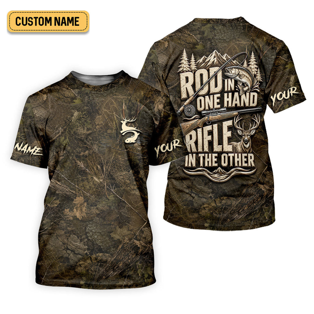 Rod In One Hand Rifle In The Other Fishing UPF Shirt, Fishing Shirts For Women, Hunting Shirt