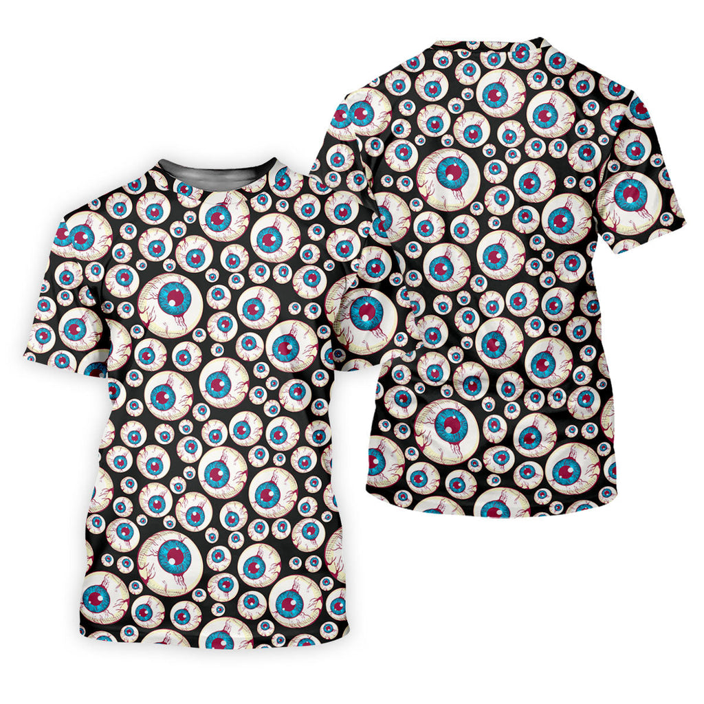 Black And White Eyeball Pattern Golf Tops For Men, Unique Gift For Golfer, Polo For Men
