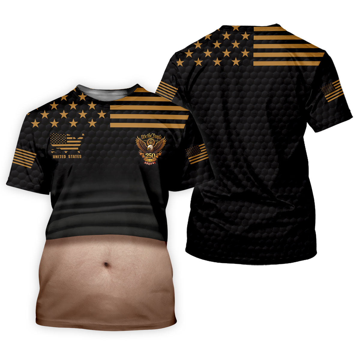 We The People 250 Years Of Free Men's Funny Golf Polo Shirts, 4th Of July Fun Golf Shirts For Men
