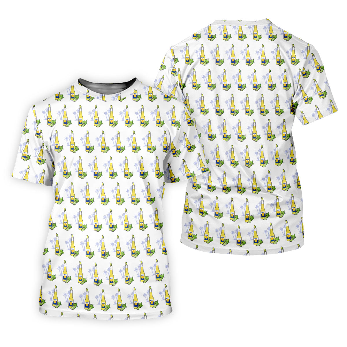 Beer And Lime Palm Tree Pattern Tropical Golf Shirt, Golf Shirts For Men, Polo Shirts For Men