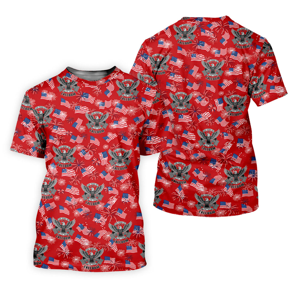 250 Years Of Freedom Festive Flag Vintage Red Golf Shirt, Patriotic 4th Of July Golf Shirts For Men
