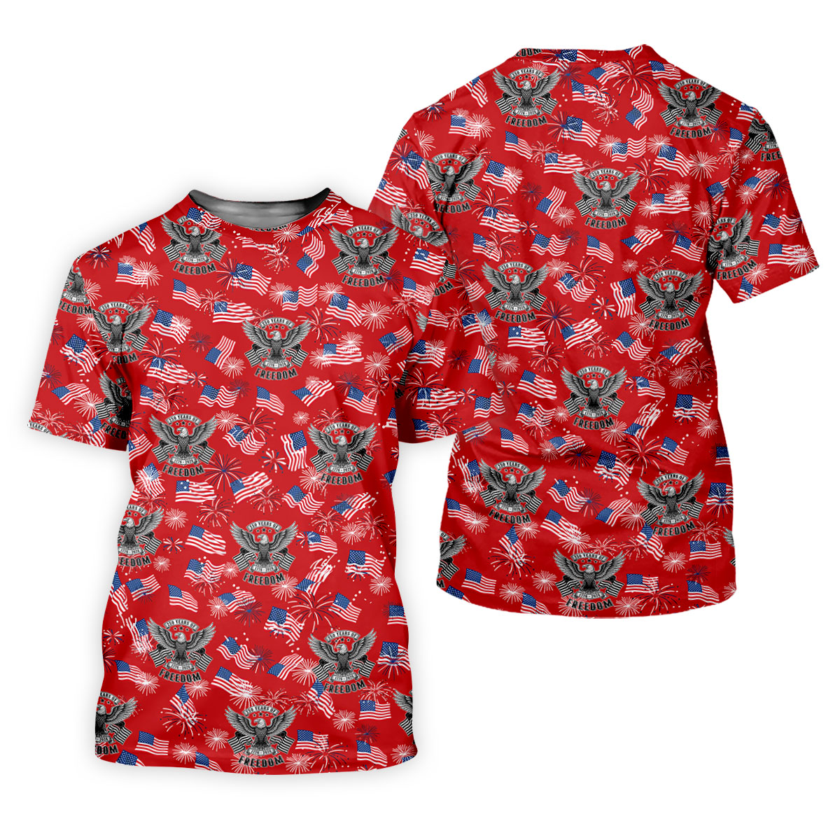 250 Years Of Freedom Festive Flag Vintage Red Golf Shirt, Patriotic 4th Of July Golf Shirts For Men