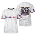 Freedom American Bald Eagle 250th Anniversary White Golf Shirt, Patriotic 4th Of July Golf Shirts For Men