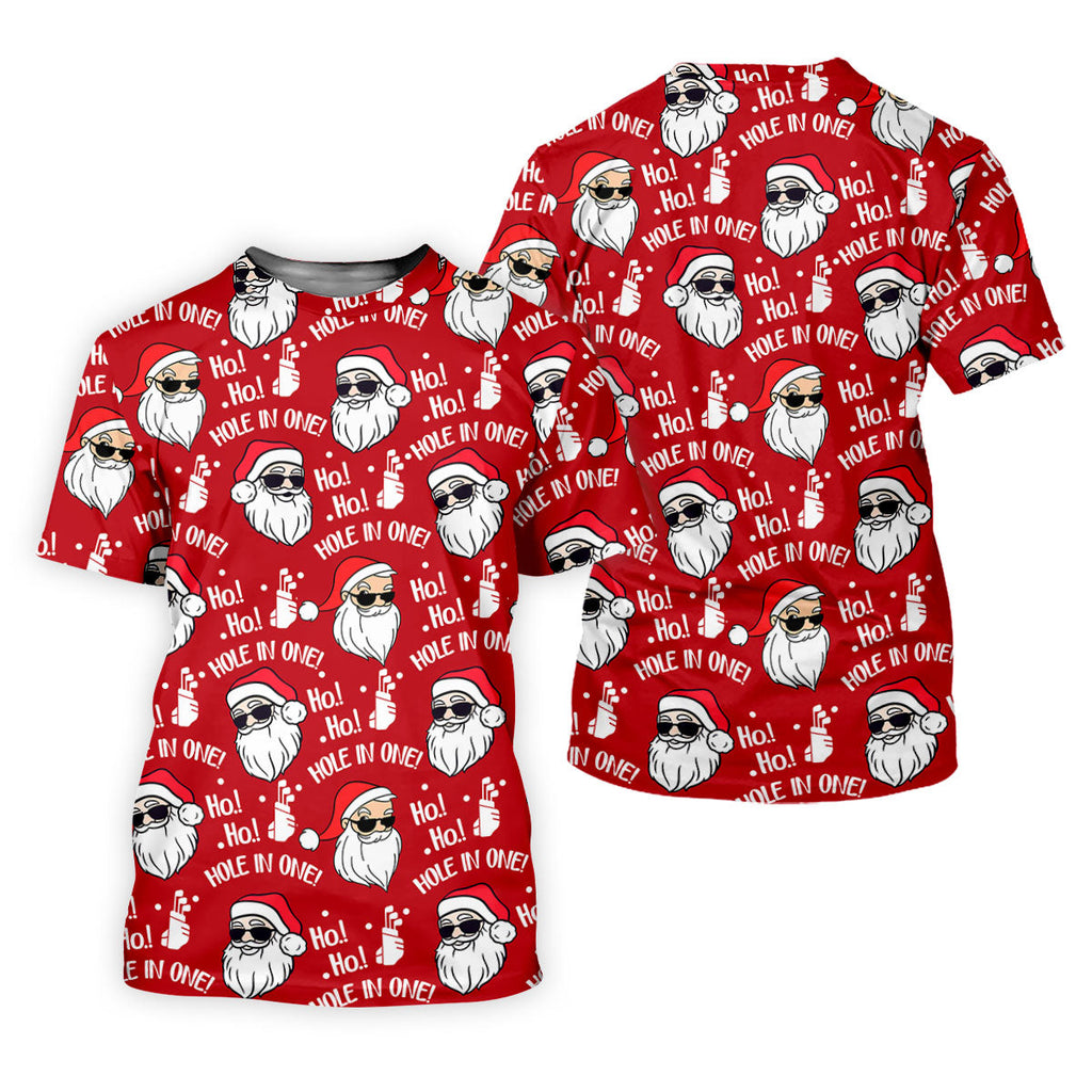 Ho Ho Hole In One Funny Santa Red Christmas Golf Tops For Men, Christmas Golf Shirt, Polo Shirts For Men