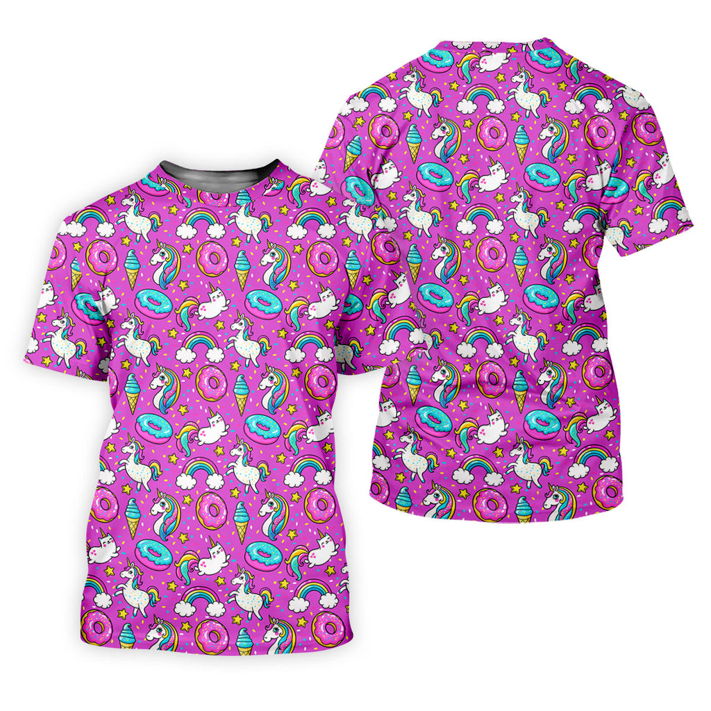 Funny Pink Donut Unicorn Mens Golf Shirts, Polo Shirts For Men, Cute Golf Outfit, Golfing Apparel