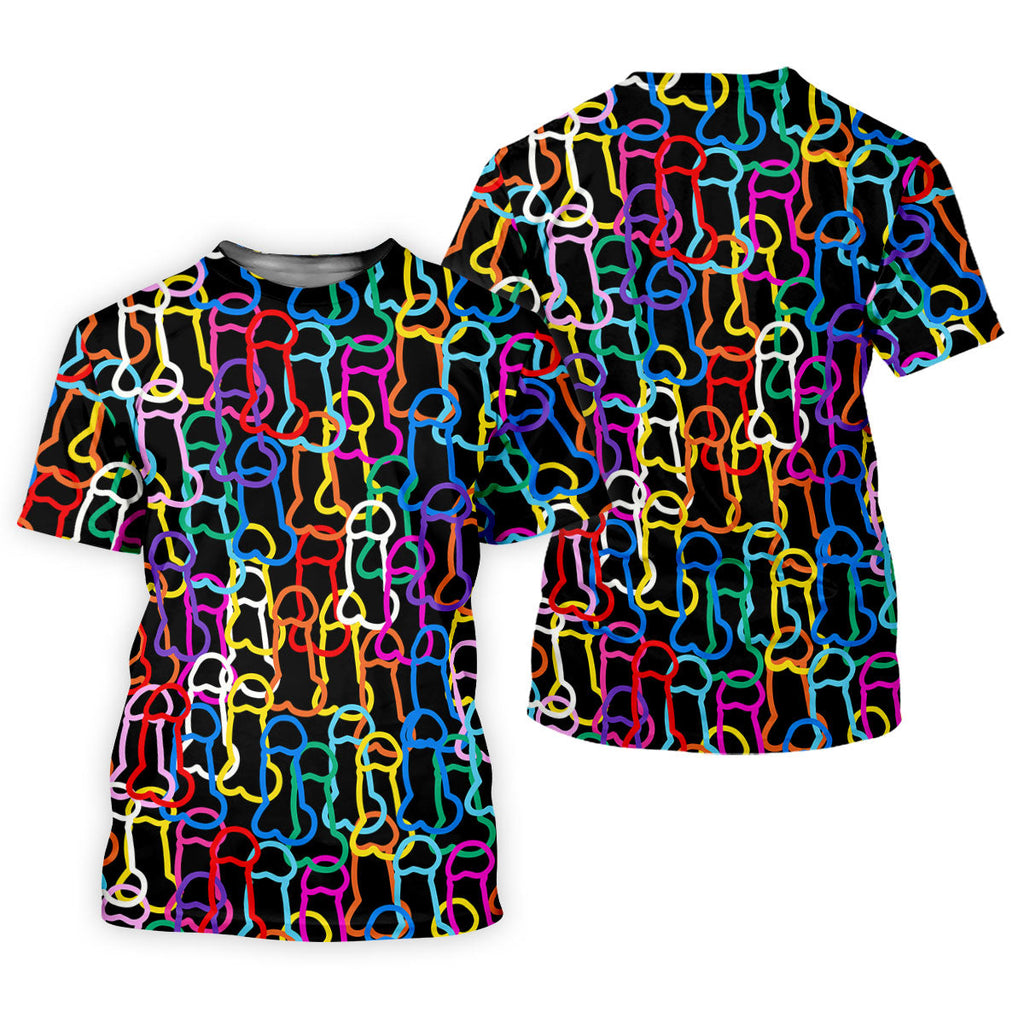 Adult Humor LGBT Rainbow Color Men's Funny Golf Shirts, Pride Month Celebrate Golf Shirts For Men