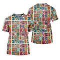 Lucha Libre Mask Grid Pattern Golf Tops For Men, Cinco De Mayo Celebration Golf Shirts For Men