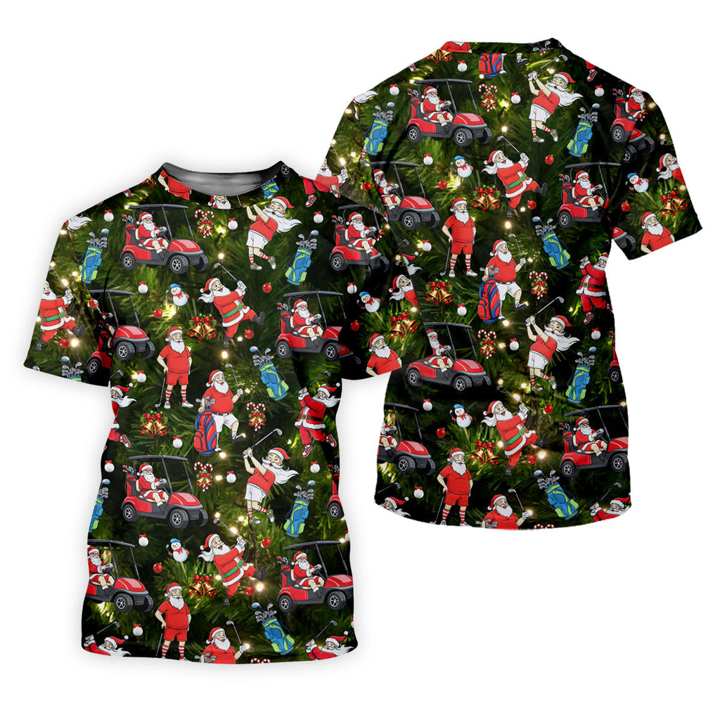 Funny Santa Claus Golf Pose Golf Tops For Men, Polo ShirtFor Men, Christmas Golf Shirt, Mens Golf Gift