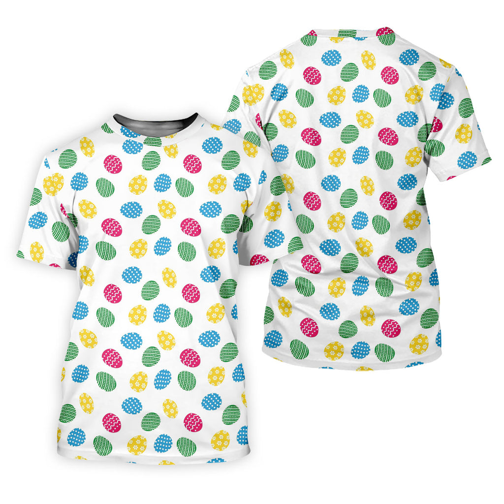 Colorful Easter Eggs White Golf Shirt, Cute Golf Outfit, Polo Shirts For Men, Golf Shirts For Men