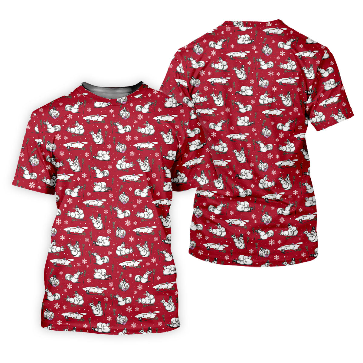 Funny Snowman Naughty Couple Red Golf Shirt, Christmas Golf Shirt, Golf Gift For Him, Polo ShirtFor Men
