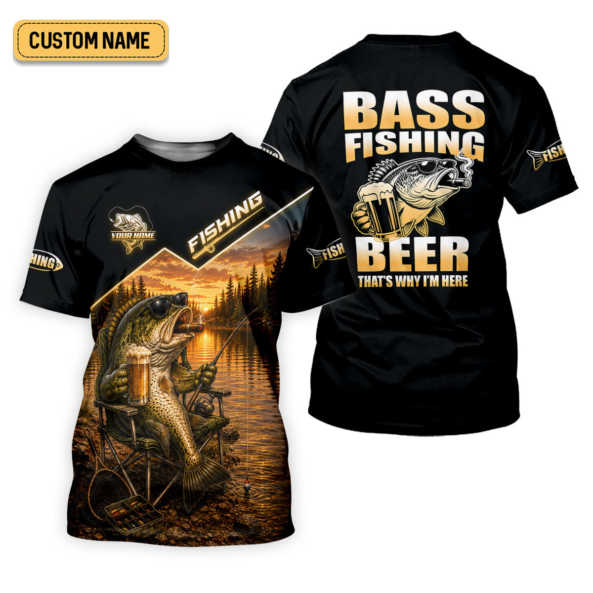 Bass Fishing Beer That's Why I'm Here Funny UPF Shirt, Womens Fishing Shirt, Fishing Shirt