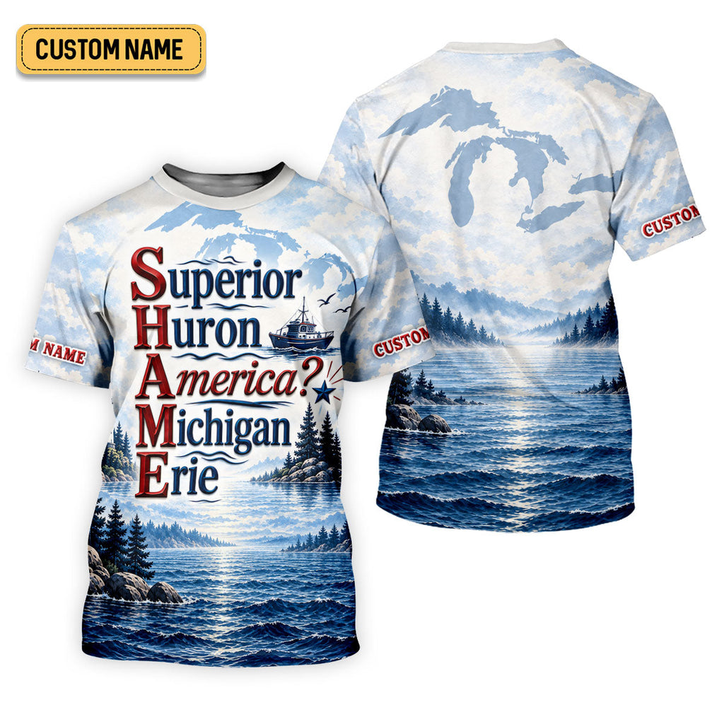 America Great Lakes Fishing UPF Shirt, Performance Fishing Shirt, UPF Sun Shirt For Men