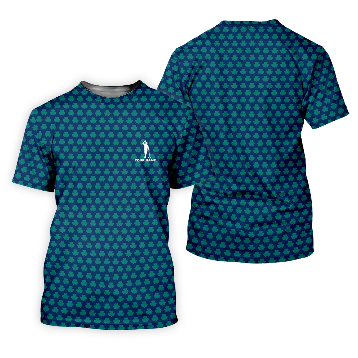Three Leaf Clover Seamless Pattern St Patrick's Day Golf Shirt, Polo Shirts For Men, Golf Shirts For Men