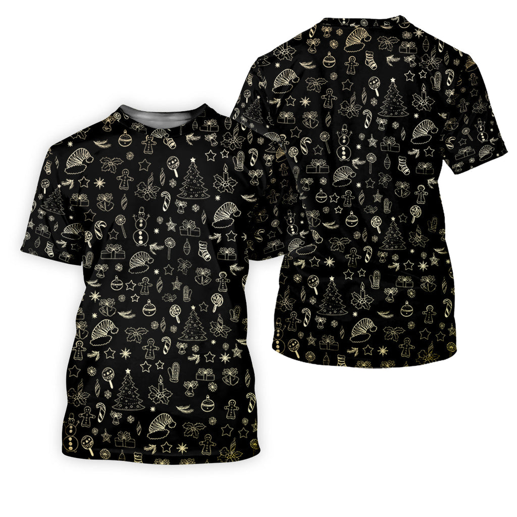Festive Christmas Golden Pattern Men's Golf Polo Shirts, Christmas Golf Shirt, Golf Gift For Men