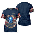 One Nation Under God Faith Cross USA 250 Navy Golf Shirt, 4th Of July Golf Shirts For Men