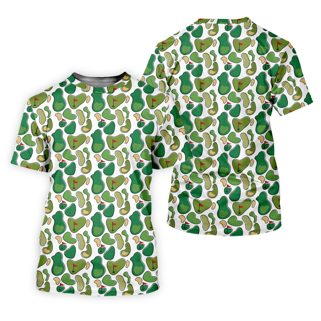 Mini Golf Course Seamless Pattern Men's Golf Polo Shirt Performance Golf Polos, Golf Shirts For Men