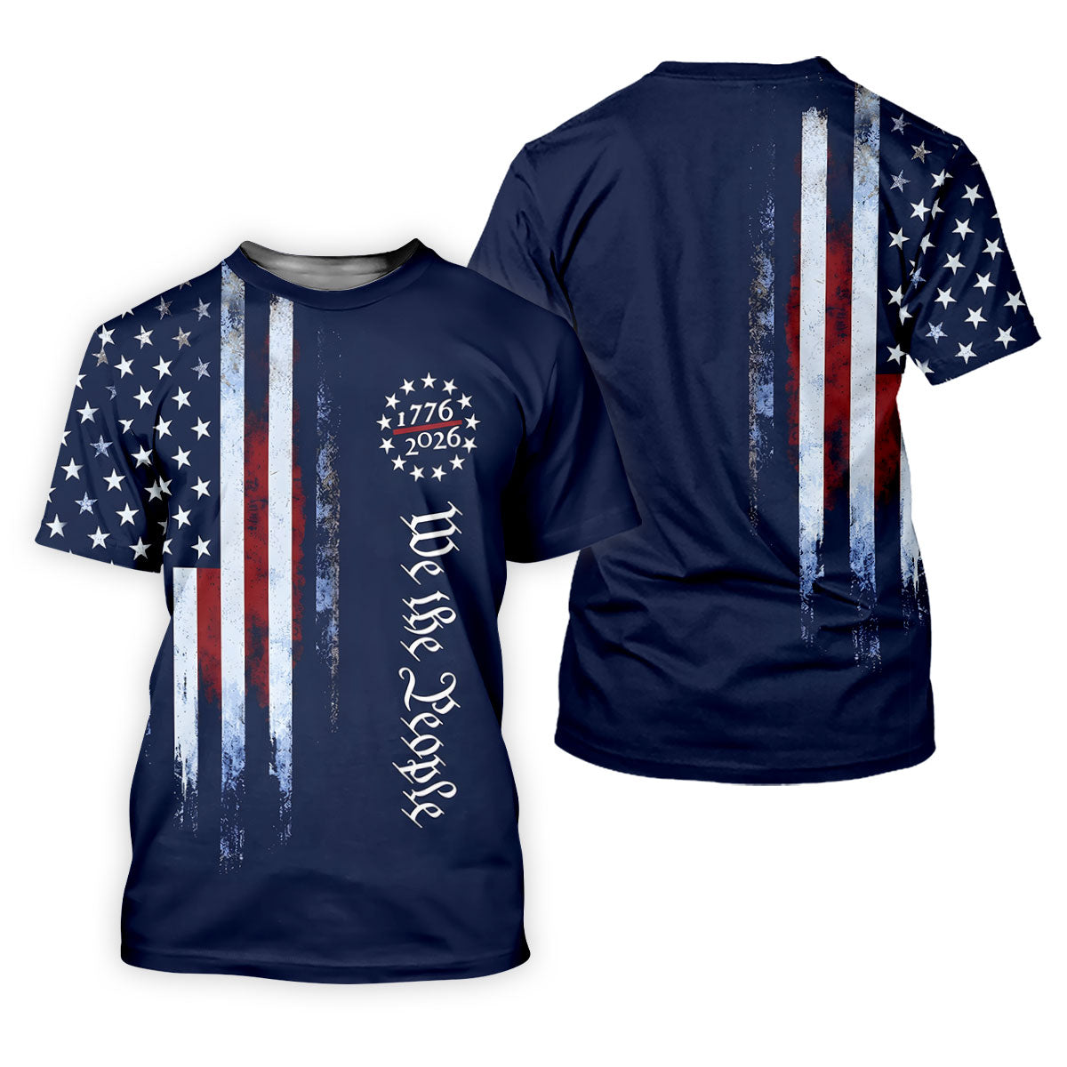 We The People 250 Years Navy Vintage Golf Shirt, Patriotic 4th Of July Golf Shirts For Men