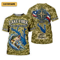 Custom Lake Fork Camo Bass UPF Shirt, Bass Fishing Shirt, Fishing Apparel For Men