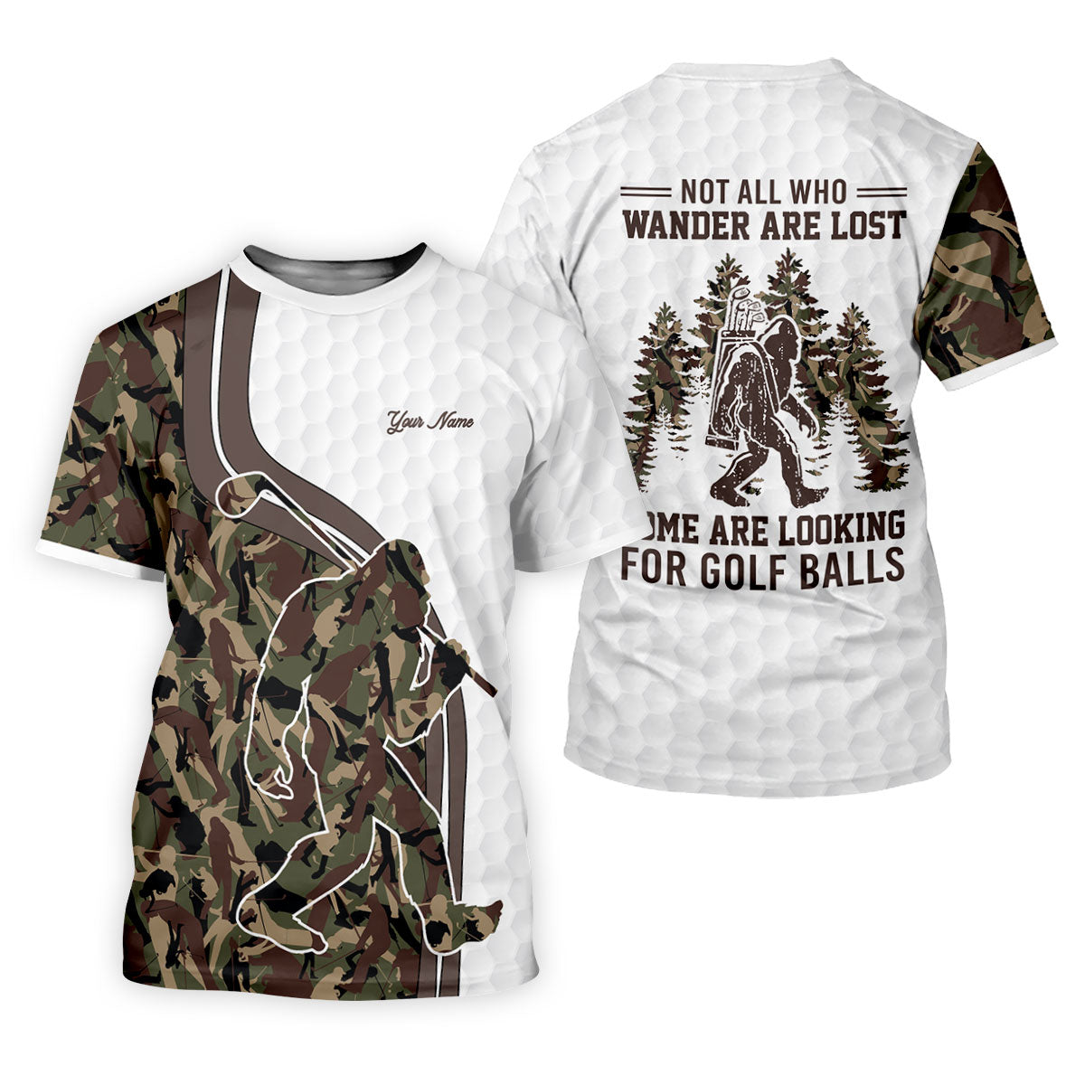 Not All Who Wander Are Lost Bigfoot Camouflage Funny Golf Shirt, Polo Shirts For Men, Golf Shirts For Men