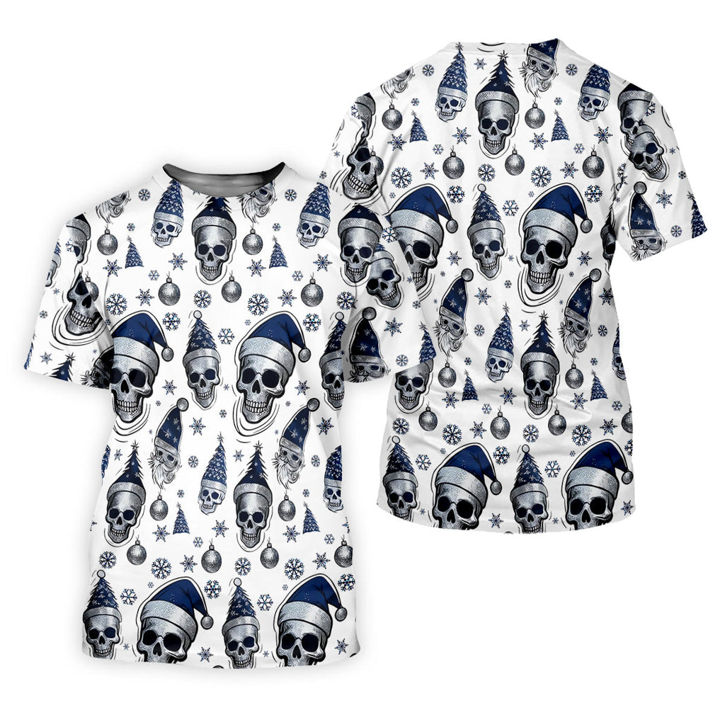 Vintage Skull Christmas Golf Shirt, White Polo Shirt Mens, Cool Golf Gift, Golf Shirts For Men