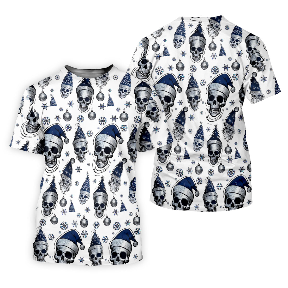 Vintage Skull Christmas Golf Shirt, White Polo Shirt Mens, Cool Golf Gift, Golf Shirts For Men