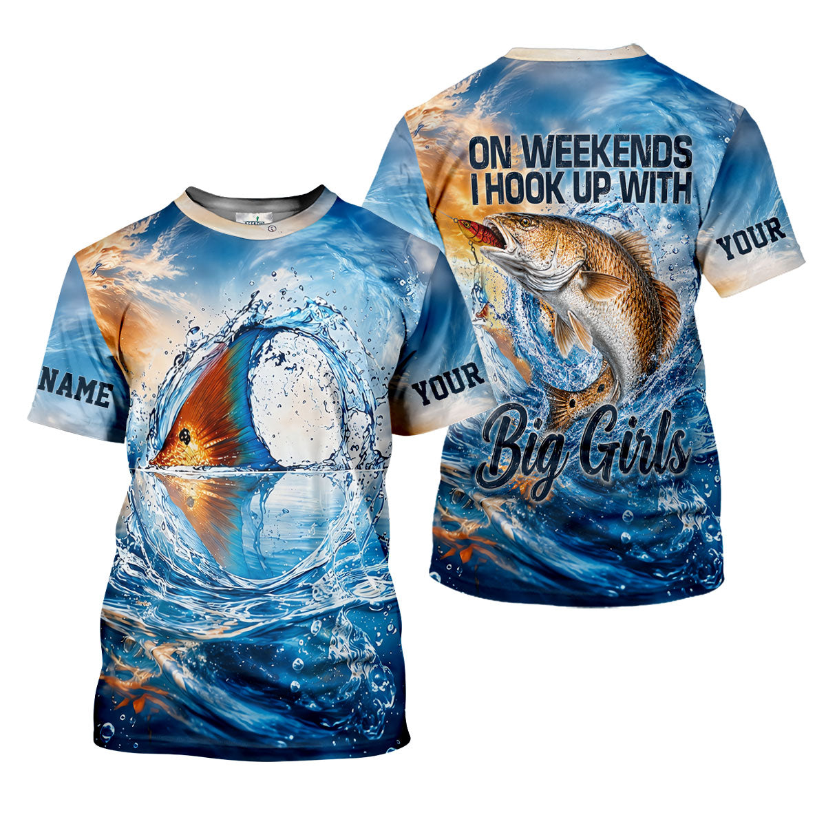On Weekends I Hook Up With Big Girls UPF Shirt, Mens Fishing Apparel, Fishing Shirts For Men