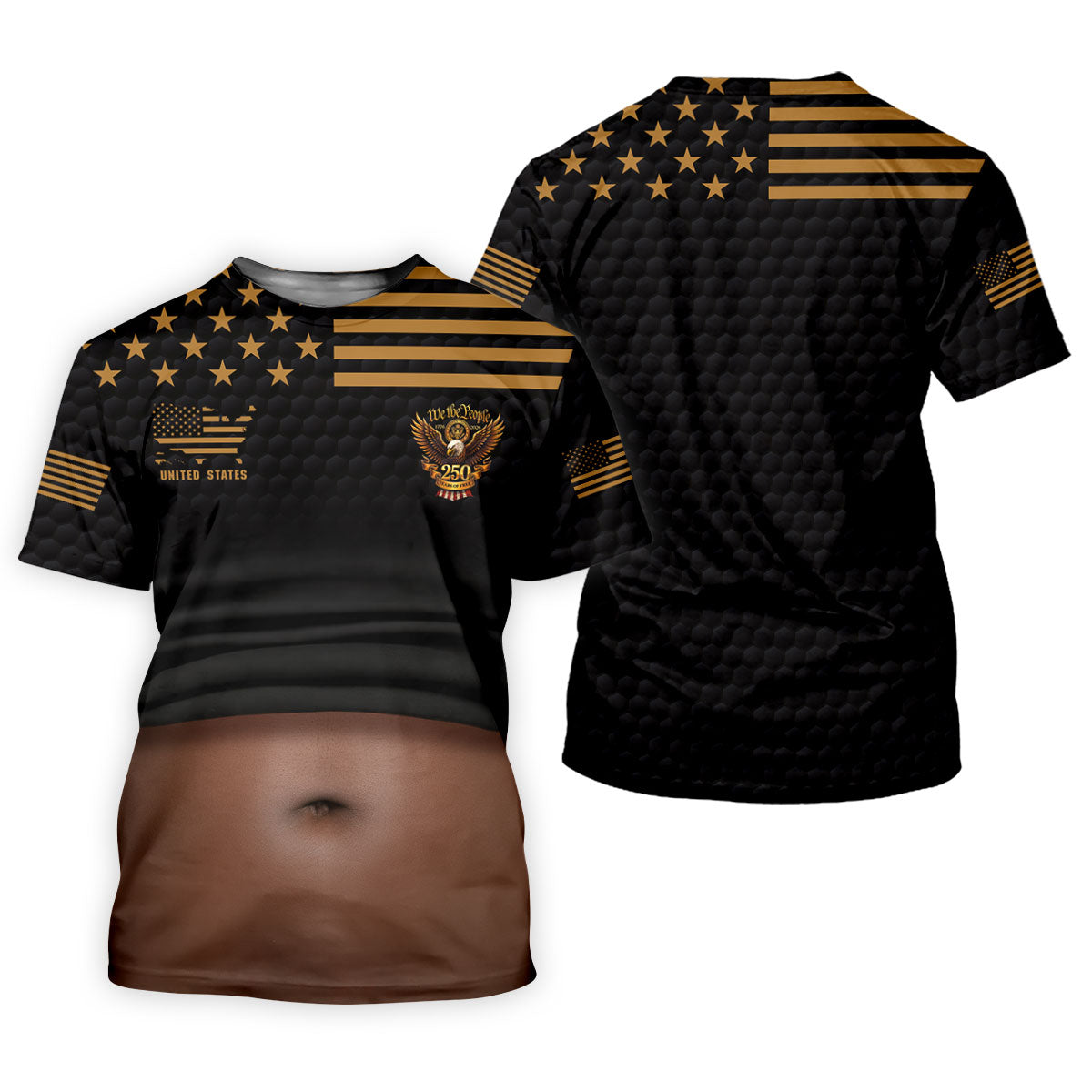 We The People 250 Years Of Free Men's Funny Golf Polo Shirts, 4th Of July Fun Golf Shirts For Men