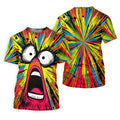 Screaming Face Colorful Retro Hawaiian Golf Shirt, Men's Funny Golf Shirts