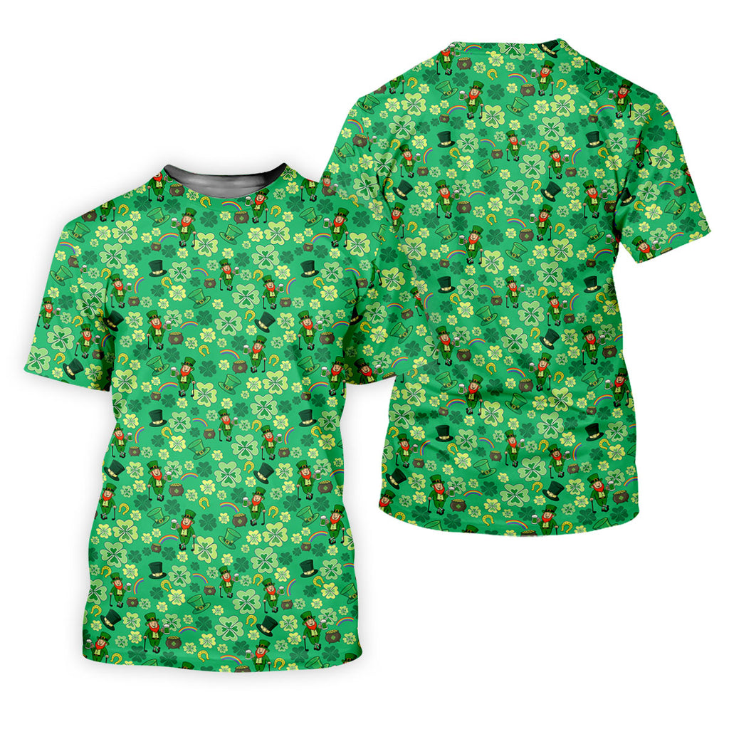 Shamrock St Patrick's Day Light Green Golf Shirt, Polo Shirts For Men, Golf Shirts For Men, Golfing Apparel