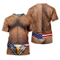 Hairy Body Funny Eagle American Flag Golf Shirt, 250th Anniversary 4th Of July Golf Shirts For Men