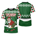 Stop Looking At My Putt Funny Santa Claus Argyle Golf Shirt, Christmas Golf Shirt, Polo ShirtFor Men