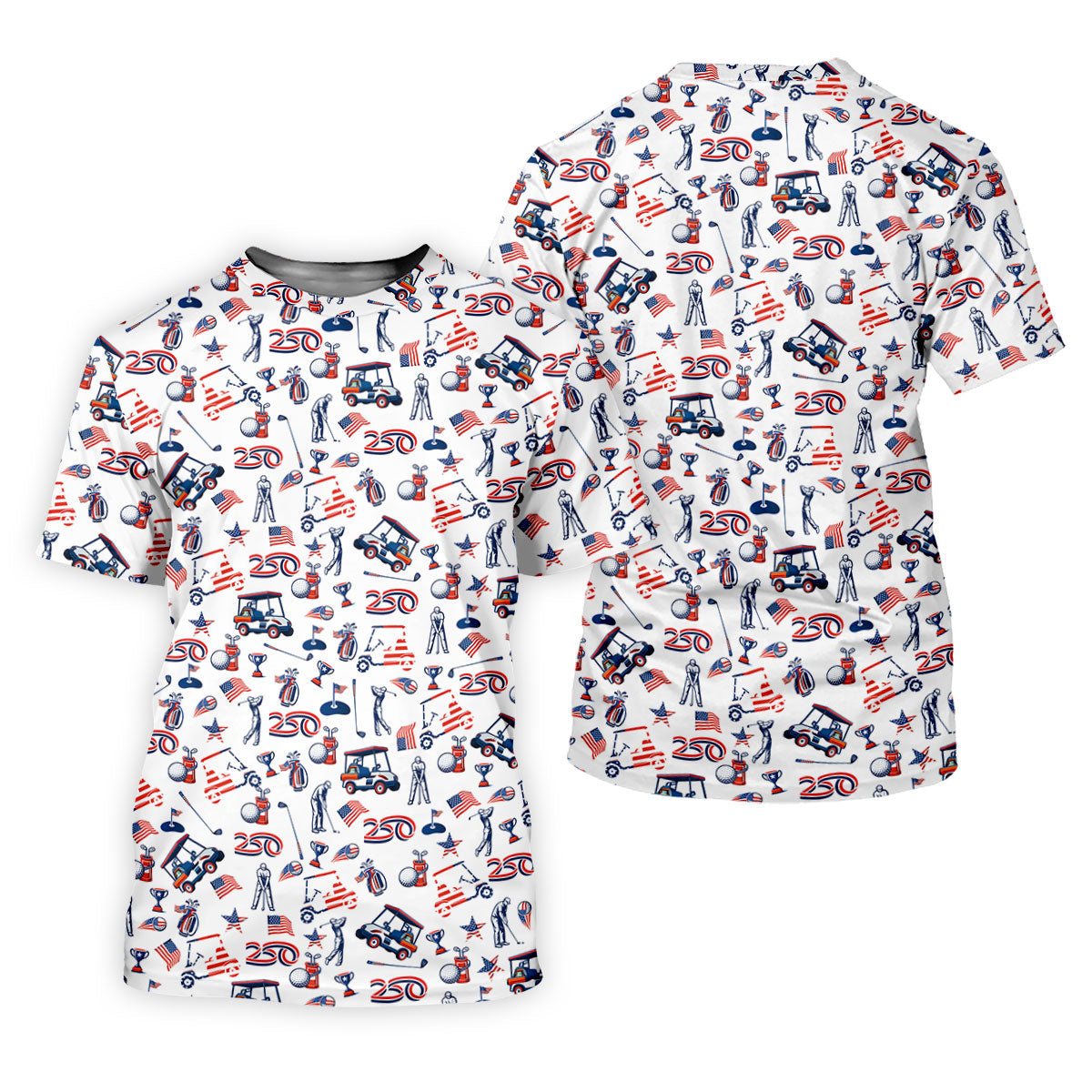 250th Anniversary US Flag Pattern Patriotic Golf Shirt, 4th Of July Golf Shirt Golf Tops For Men, Golf Shirts For Men