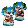 Funny Bald Eagle US Flag Pattern Hawaiian Golf Shirt, 250 Years Patriotic 4th Of July Golf Shirts For Men